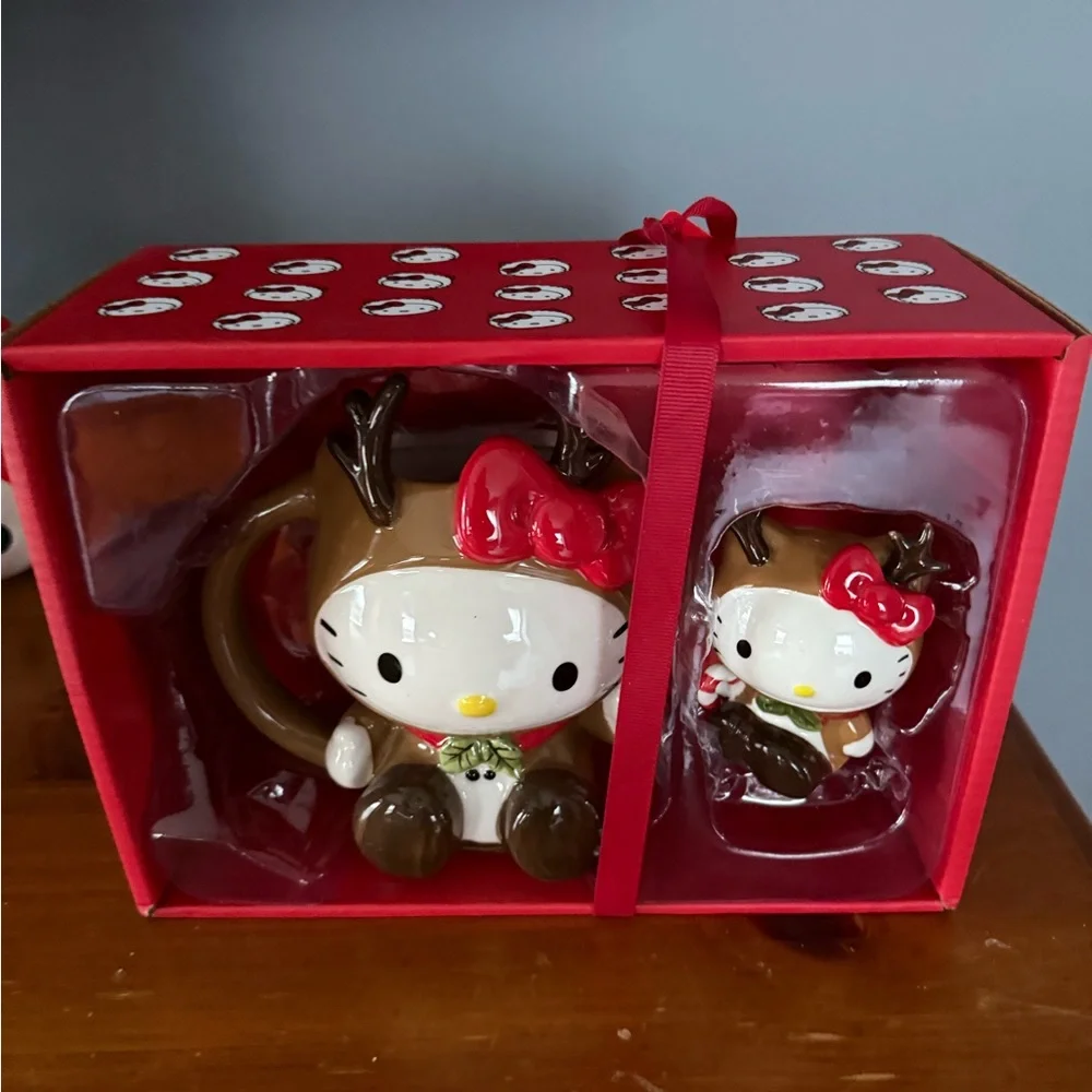 Hello Kitty Festive Mug and Figurine Set - Red and Brown - Picture 1 of 3